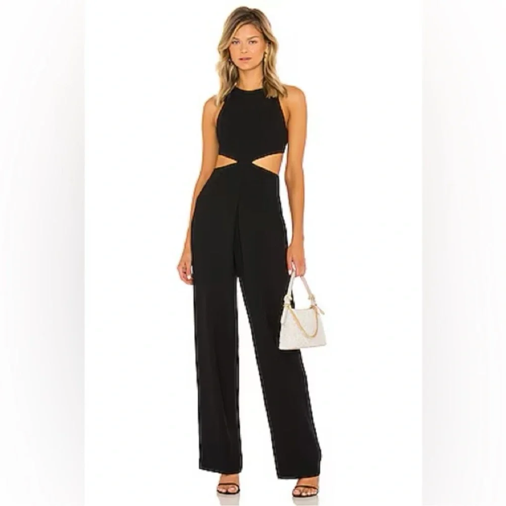 Alice + Olivia Black Cara Cut Out Jumpsuit Size 0 - Picture 1 of 6